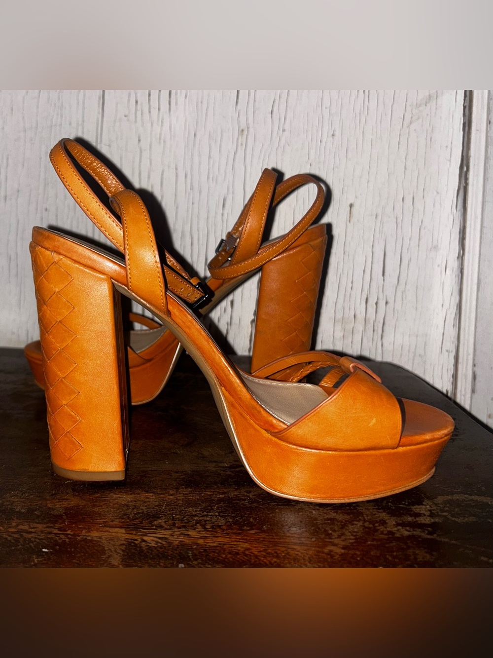 Botkier Cognac Leather Platform Ankle-Strap Sandal- size: 7.5 - Picture 5 of 11